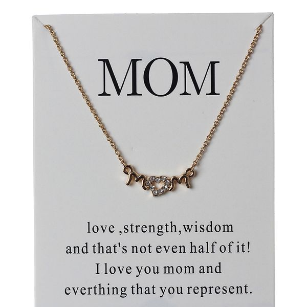 

mom sister letter necklace femme bijoux gold silver color long chain pendant necklace fashion wish card jewelry gifts