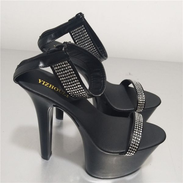 summer 17 cm high heel sandals, shiny buckle shoes/fashion model stage show banquet nightclub sandals, Black
summer 17 cm high heel sandals, shiny buckle shoes/fashion model stage show banquet nightclub sandals, Black