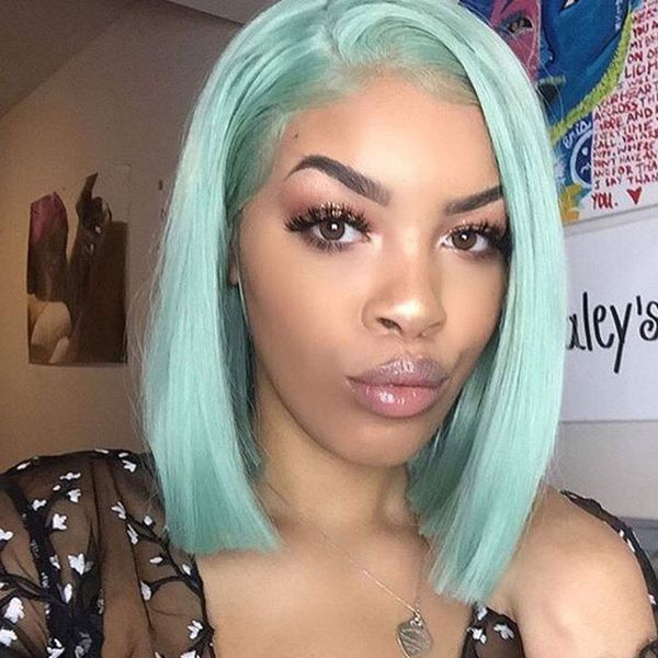 charisma mint green short bob wig with side part pre plucked heat resistant synthetic lace front wigs for women, Black
charisma mint green short bob wig with side part pre plucked heat resistant synthetic lace front wigs for women, Black