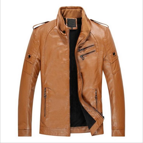 men autumn new casual thick fleece pockets leather jacket plus velvet men pu leather motorcycle vintage faux jackets, Black
men autumn new casual thick fleece pockets leather jacket plus velvet men pu leather motorcycle vintage faux jackets, Black