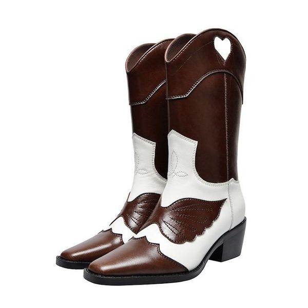runway winter boots women patchwork real leather botas mujer chic sewing wings fretwork heart slip on western boots womens shoes, Black
runway winter boots women patchwork real leather botas mujer chic sewing wings fretwork heart slip on western boots womens shoes, Black