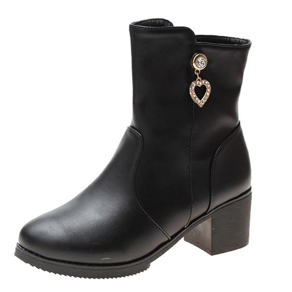women's med heels shoes fashion winter boots heart crystal zipper warm thick heels warm short booties casual work shoes female, Black
women's med heels shoes fashion winter boots heart crystal zipper warm thick heels warm short booties casual work shoes female, Black