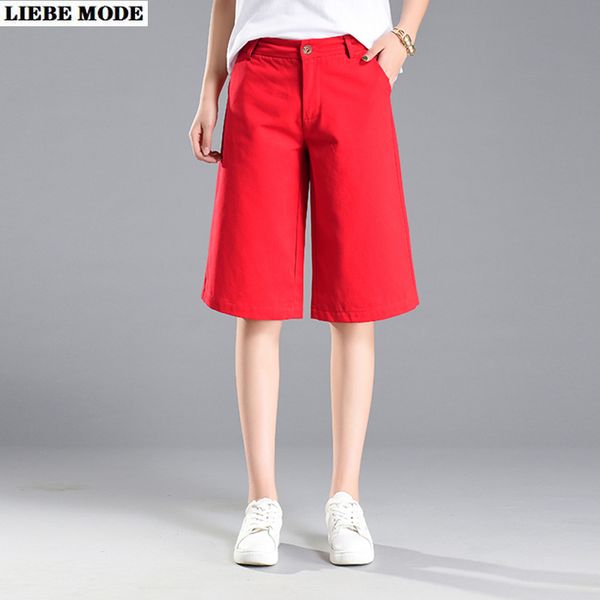2020 summer womens casual knee length shorts women black red apricot straight leg woman korean style loose short pants, White;black
2020 summer womens casual knee length shorts women black red apricot straight leg woman korean style loose short pants, White;black