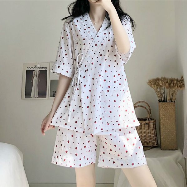 2019 new v collar japanese kimono pajamas women summer sweet lovely home clothing suit can wear spring pajamas, Black;red
2019 new v collar japanese kimono pajamas women summer sweet lovely home clothing suit can wear spring pajamas, Black;red