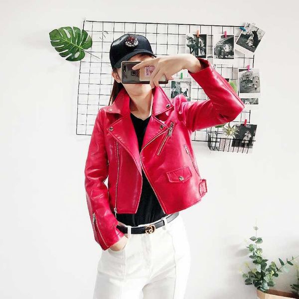 2019 new fashion women autumn winter rivet faux soft leather jackets lady pu red black pink zippers coats motorcycle outerwear
2019 new fashion women autumn winter rivet faux soft leather jackets lady pu red black pink zippers coats motorcycle outerwear