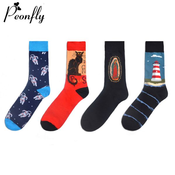 peonfly 2019 new hip hop cotton men's socks harajuku happy funny astronaut cat pattern socks for male wedding christmas gift, Black 
peonfly 2019 new hip hop cotton men's socks harajuku happy funny astronaut cat pattern socks for male wedding christmas gift, Black