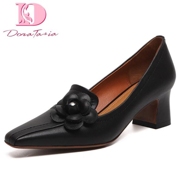 doratasia 2020 dropship slip on genuine leather flower fashion chunky heels skin pumps women shoes woman, Black
doratasia 2020 dropship slip on genuine leather flower fashion chunky heels skin pumps women shoes woman, Black