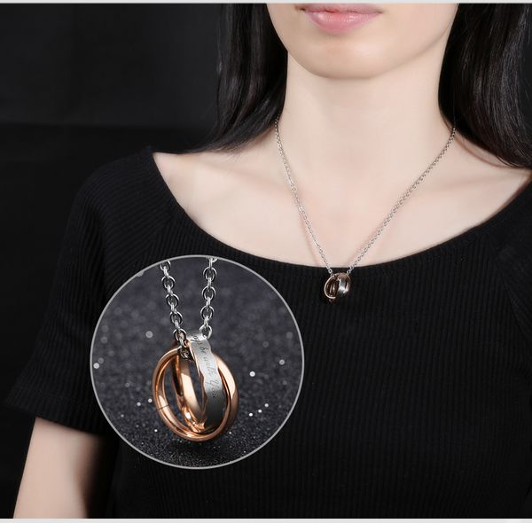 whole2019 2020 jewelry 2 pcs price classic double circle pendent necklace women/ men's promise jewelry gift with chain, Silver
whole2019 2020 jewelry 2 pcs price classic double circle pendent necklace women/ men's promise jewelry gift with chain, Silver