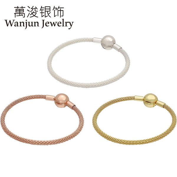 wanjun jewelry 100% 925 silver bangles have pan wire braided suitable diy charm bracelets, Golden;silver
wanjun jewelry 100% 925 silver bangles have pan wire braided suitable diy charm bracelets, Golden;silver