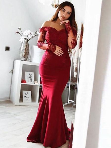 2020 burgundy formal mermaid evening dresses sweetheart long sweetheart elegant lace appliques satin off the shoulder prom party gown, Black
2020 burgundy formal mermaid evening dresses sweetheart long sweetheart elegant lace appliques satin off the shoulder prom party gown, Black