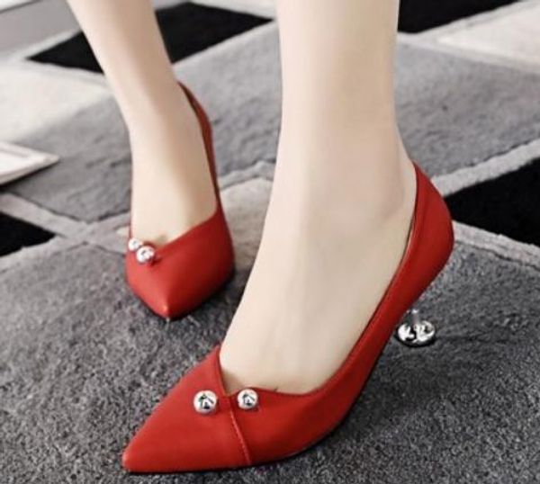 send 2018 new style autumn pointed end middle heel women shoes, Black