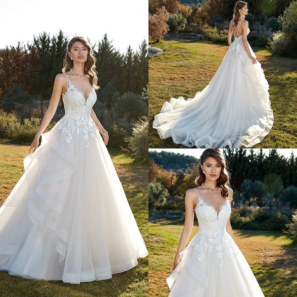 eddy k wedding dresses lace appliqued deep v neck a line sweep train beach wedding gowns custom made garden bohemian robes de mariée, White
eddy k wedding dresses lace appliqued deep v neck a line sweep train beach wedding gowns custom made garden bohemian robes de mariée, White