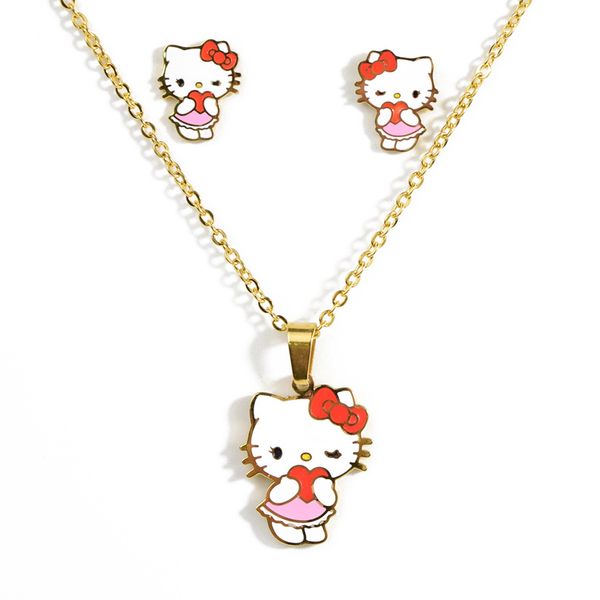 luxury kitten fashion jewelry set titanium steel earring studs necklace pendant set lover party anniversary girl women gifts, Silver
luxury kitten fashion jewelry set titanium steel earring studs necklace pendant set lover party anniversary girl women gifts, Silver