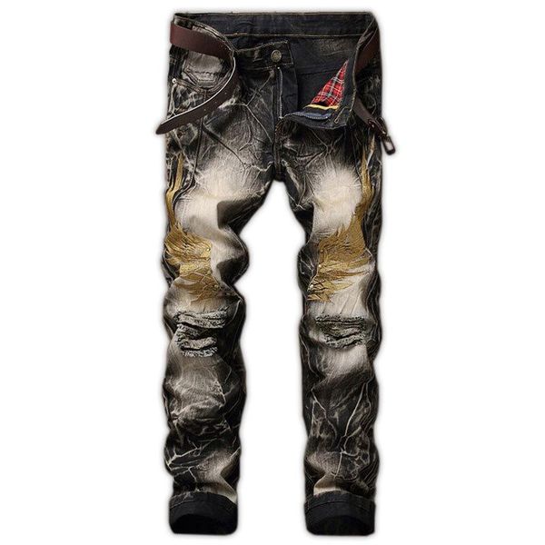 new fashion 2019 hole jeans men's retro men's pants straight slim wings embroidered skinny jeans, Blue
new fashion 2019 hole jeans men's retro men's pants straight slim wings embroidered skinny jeans, Blue
