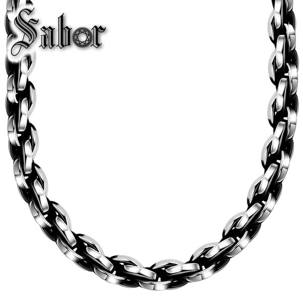geometric chains necklace,punk titanium for men,foreign trade popular retro 316 steel rolo necklace, Silver
