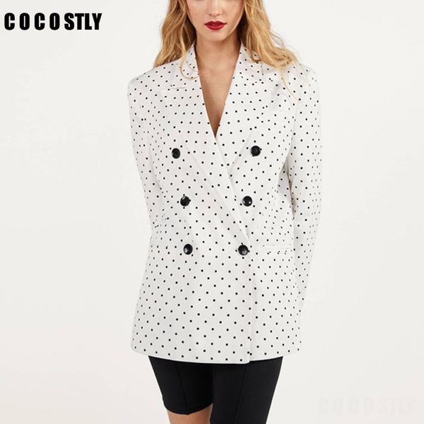 2020 fashion polka dot double breasted blazer women coat vintage long sleeve office wear suit jacket outerwear blazers feminino, White;black
2020 fashion polka dot double breasted blazer women coat vintage long sleeve office wear suit jacket outerwear blazers feminino, White;black