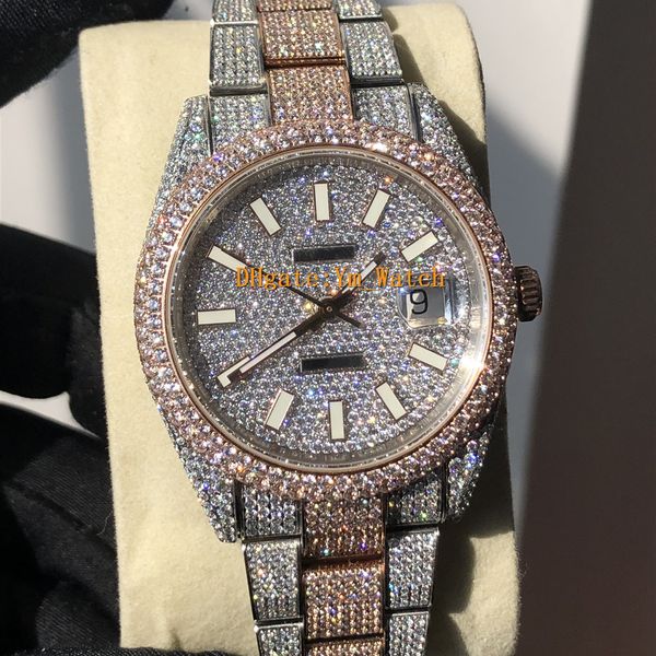 full diamond watch luxury watch iced out watch eta2824 automatic 41mm men silver rose gold two tone waterproof 904l stainless set diamond cz, Slivery;brown
full diamond watch luxury watch iced out watch eta2824 automatic 41mm men silver rose gold two tone waterproof 904l stainless set diamond cz, Slivery;brown