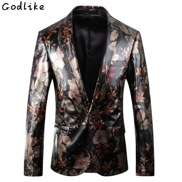 2018 leather suit jacket men fashion digital printing single button wears flower printing casual slim fit male blazer for party, White;black
2018 leather suit jacket men fashion digital printing single button wears flower printing casual slim fit male blazer for party, White;black