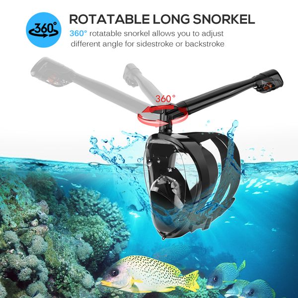 full face snorkeling mask 360° rotatable anti-fog snorkel swimming scuba mask with detachable camera mount diving equipment
full face snorkeling mask 360° rotatable anti-fog snorkel swimming scuba mask with detachable camera mount diving equipment