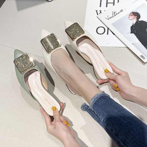 new low heel mules women pointed toe slippers shallow shoes metal decoration slides slip on loafers big size sandalias mujer, Black
new low heel mules women pointed toe slippers shallow shoes metal decoration slides slip on loafers big size sandalias mujer, Black
