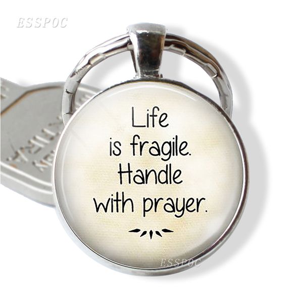 life quotes keychain " life is fragile handle with prayer "glass cabochon key chain christmas gift for men women fashion jewelry, Silver
life quotes keychain " life is fragile handle with prayer "glass cabochon key chain christmas gift for men women fashion jewelry, Silver