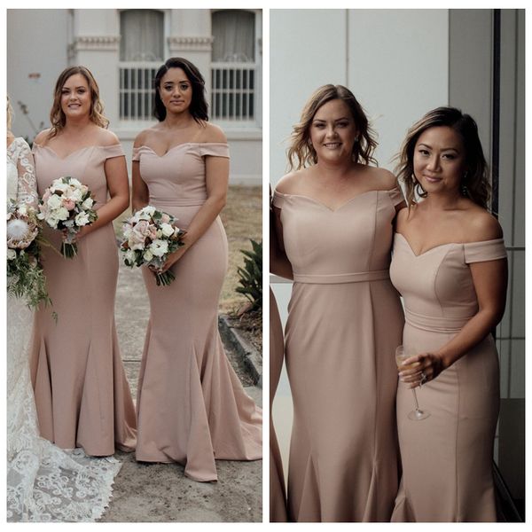 2021 off shoulder slim simple mermaid bridesmaids dresses customized long vestidos de honor of maid plus size robe de bridesmaid, White;pink
2021 off shoulder slim simple mermaid bridesmaids dresses customized long vestidos de honor of maid plus size robe de bridesmaid, White;pink