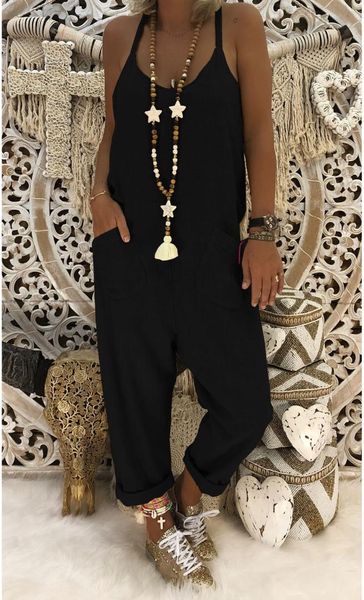 new style women jumpsuit fashion solid loose women cotton linen overalls jumpsuit strap rompers dungaree trousers, Black;white 
new style women jumpsuit fashion solid loose women cotton linen overalls jumpsuit strap rompers dungaree trousers, Black;white