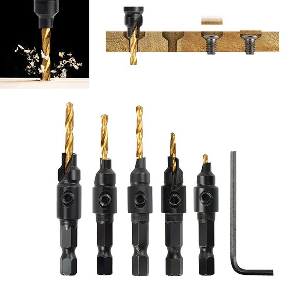 5pcs universal hss countersink drill woodworking drill bit set drilling pilot holes for screw sizes #5#6#8#10#12woodworking set
5pcs universal hss countersink drill woodworking drill bit set drilling pilot holes for screw sizes #5#6#8#10#12woodworking set
