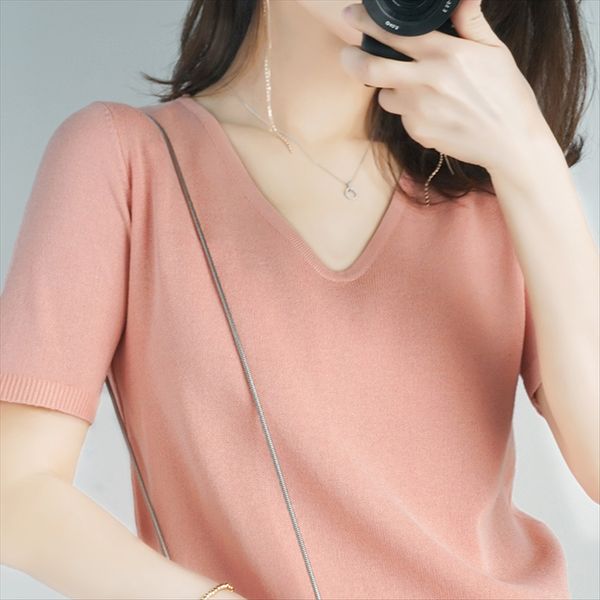 2020 summer ice silk short-sleeved t-shirt female loose student v-neck half-sleeve t-shirt ins fashionable solid color, White
2020 summer ice silk short-sleeved t-shirt female loose student v-neck half-sleeve t-shirt ins fashionable solid color, White