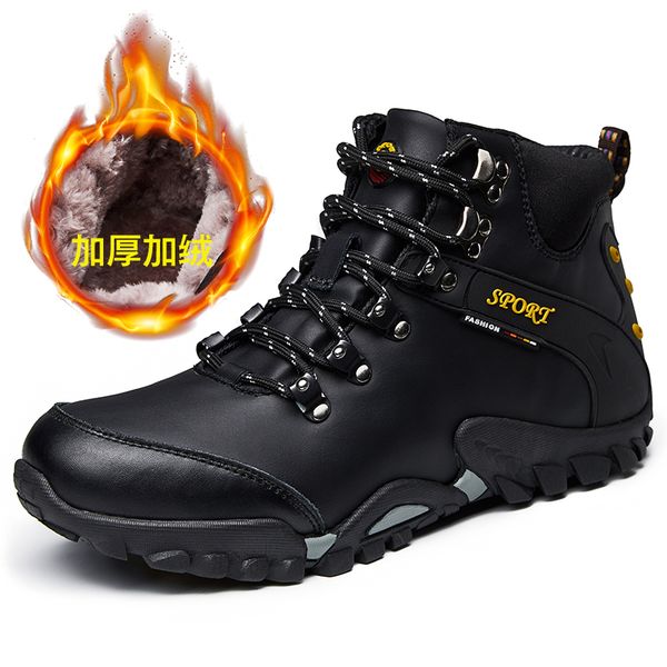 2019 men snow boots waterproof add fur men footwear winter ankle boots breathable winter shoes, Black
2019 men snow boots waterproof add fur men footwear winter ankle boots breathable winter shoes, Black