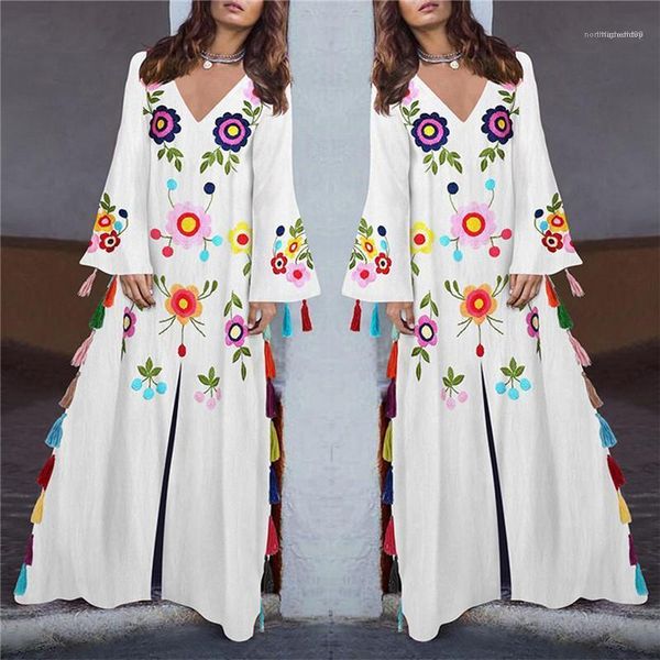 print tassel bohemian dresses loose bell sleeve floor length female clothing womens designer casual dress fashion, Black;gray
print tassel bohemian dresses loose bell sleeve floor length female clothing womens designer casual dress fashion, Black;gray