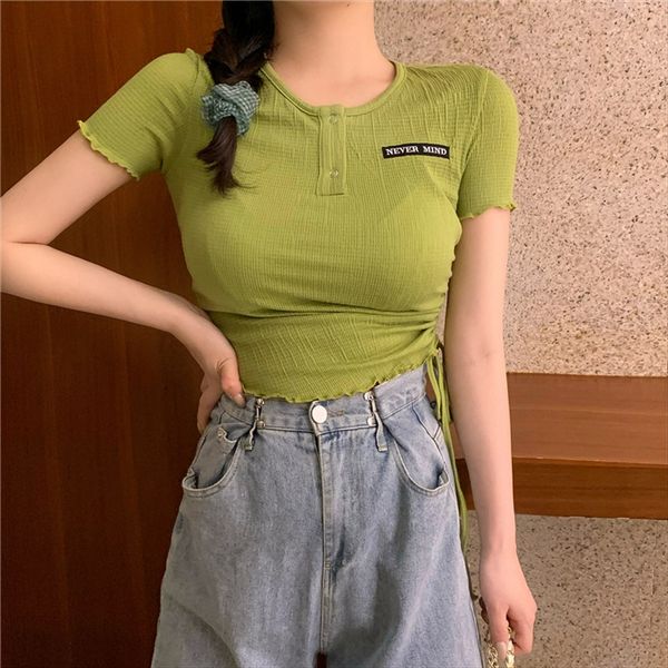 careful machine drawstring round collar t-shirt versatile slim wooden ear short sleeve t-shirt shoulder strap shoulder strap female, White
careful machine drawstring round collar t-shirt versatile slim wooden ear short sleeve t-shirt shoulder strap shoulder strap female, White