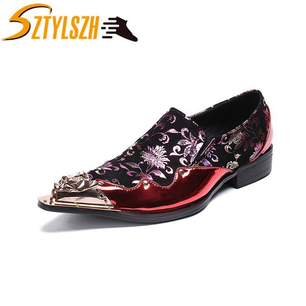 2019 classic genuine leather metal tip flats banquet wedding luxury fashion mens dress shoes rivets patent leather print shoe, Black
2019 classic genuine leather metal tip flats banquet wedding luxury fashion mens dress shoes rivets patent leather print shoe, Black