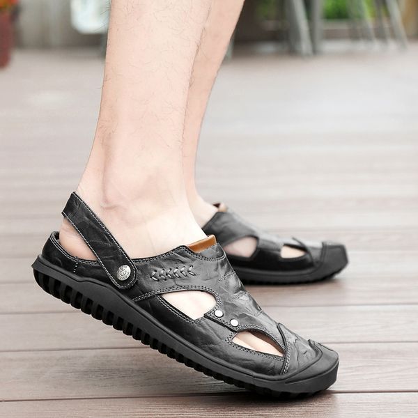 men's shoes genuine leather mens sandals summer fashion soft slip on breathable comfortable gladiator sandals beach men, Black
men's shoes genuine leather mens sandals summer fashion soft slip on breathable comfortable gladiator sandals beach men, Black