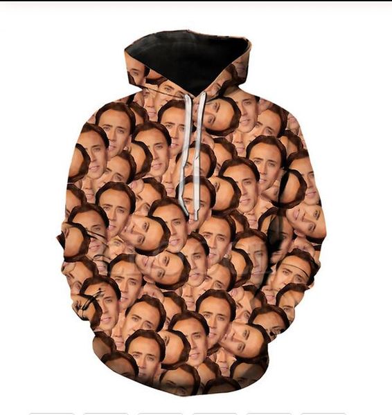 new sweatshirt men women 3d casual hoodies the giant blown up face of nicolas cage harajuku style loose pullover hoodies, Black
new sweatshirt men women 3d casual hoodies the giant blown up face of nicolas cage harajuku style loose pullover hoodies, Black