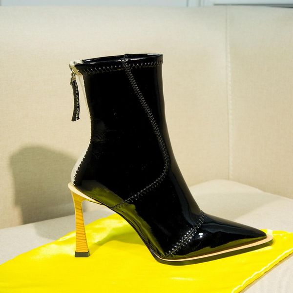 new designer women high heels ankle boots brand ladies booties patent leather pointed toe 9.5cm motocycle boots martin boots shoes35-40, Black
new designer women high heels ankle boots brand ladies booties patent leather pointed toe 9.5cm motocycle boots martin boots shoes35-40, Black
