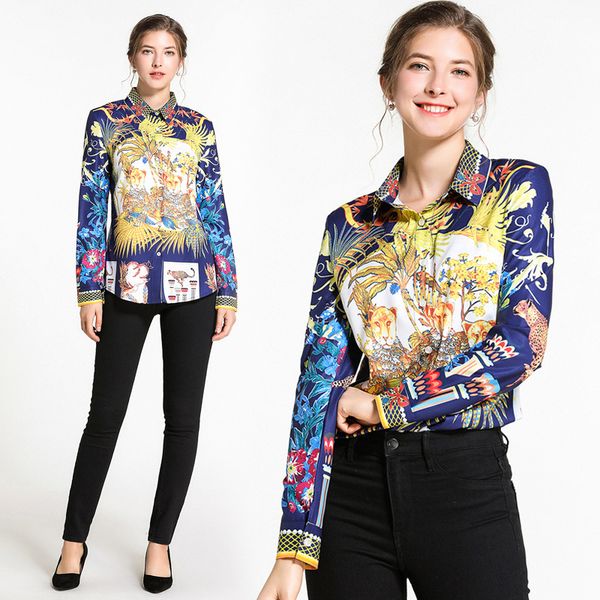 wholesale 2019 spring summer fall runway vintage print collar long sleeve turn-down neck womens party casual shirt blouse, White
wholesale 2019 spring summer fall runway vintage print collar long sleeve turn-down neck womens party casual shirt blouse, White