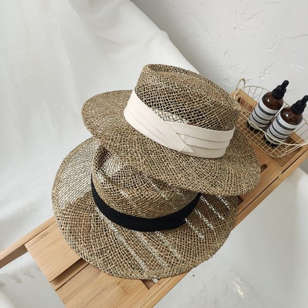 hand-woven seaweed handmade woven female hollow breathable sun flat hat sun hat, Blue;gray
hand-woven seaweed handmade woven female hollow breathable sun flat hat sun hat, Blue;gray