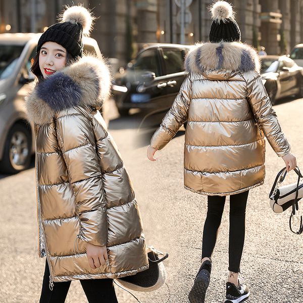 korean casual shiny warm cotton parkas hooded women colorful fur collar bound long sleeve outwear jackets female 2019 winter, Black
korean casual shiny warm cotton parkas hooded women colorful fur collar bound long sleeve outwear jackets female 2019 winter, Black