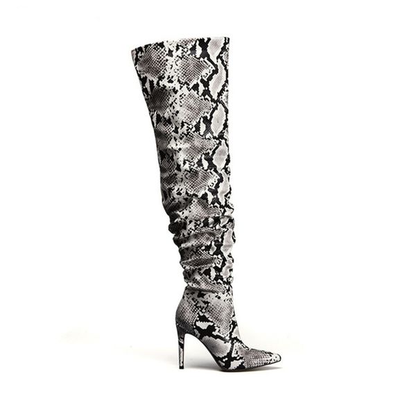 thigh high boot snake skin over the knee boots high thin heel pleated pointed toe botte femme talon, Black
thigh high boot snake skin over the knee boots high thin heel pleated pointed toe botte femme talon, Black