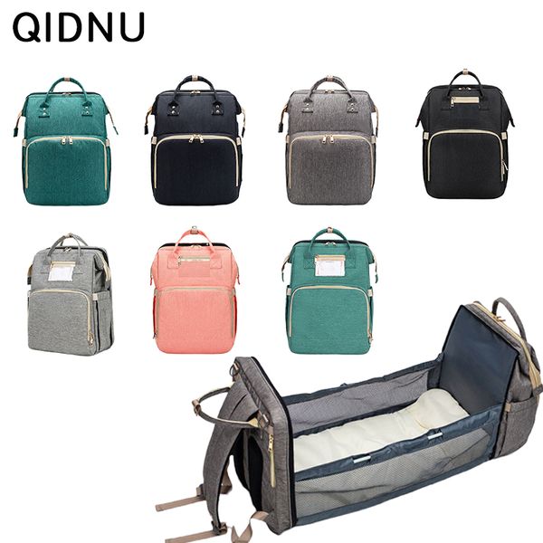 2in1 Baby Diaper Bags Travel Portable Large Capacity Shoulder Mommy Newborn Nappyfolding Crib Bag Backpack Waterproof Stylish