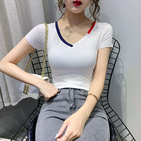 fashion brand v-neck short-sleeved t-shirt female 2020ins super fire versatile casual slim base fashion brand v-neck short-sleeved t-shi, White
fashion brand v-neck short-sleeved t-shirt female 2020ins super fire versatile casual slim base fashion brand v-neck short-sleeved t-shi, White