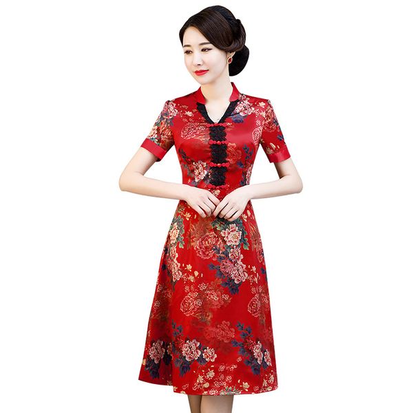 red new summer cheongsam elegant women' s handmade button dress short sleeve knee length sexy short dress plus size -xxxxl
red new summer cheongsam elegant women' s handmade button dress short sleeve knee length sexy short dress plus size -xxxxl