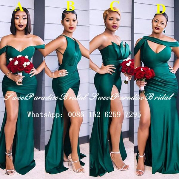 green long bridesmaid dresses 2020 customize side split mermaid wedding party dress formal vestidos, White;pink
green long bridesmaid dresses 2020 customize side split mermaid wedding party dress formal vestidos, White;pink
