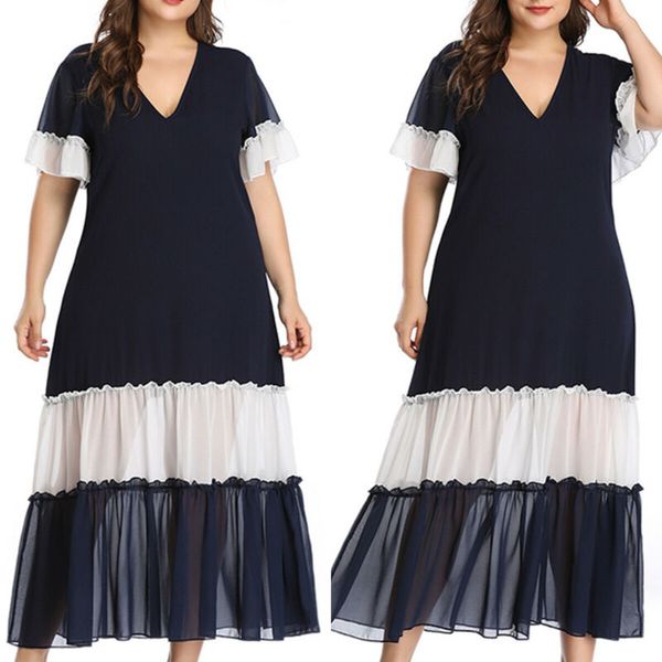 womens ladies splice short sleeve summer t-shirt long dresses plus size sundress, Black;gray
womens ladies splice short sleeve summer t-shirt long dresses plus size sundress, Black;gray