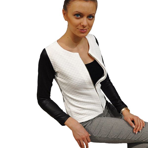 2018 new fahion women pu leather zip long sleeve chic outwear parka coat zipper patchwork for lady jacket jk030, Black;brown
2018 new fahion women pu leather zip long sleeve chic outwear parka coat zipper patchwork for lady jacket jk030, Black;brown