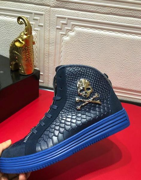 genuine leather increased men high shoes sheetmetal hardware skull luxury design ankle boots sneakers hombre 38-44, Black
genuine leather increased men high shoes sheetmetal hardware skull luxury design ankle boots sneakers hombre 38-44, Black