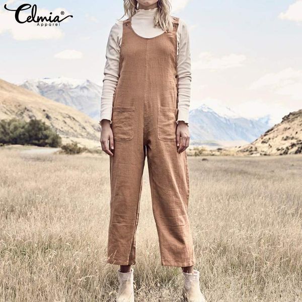 women's jumpsuits & rompers women long jumpsuit celmia 2021 autumn sleeveless linen dungarees plus size pantalon vintage overall casual, Black;white
women's jumpsuits & rompers women long jumpsuit celmia 2021 autumn sleeveless linen dungarees plus size pantalon vintage overall casual, Black;white