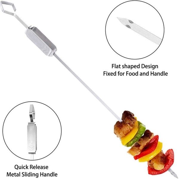 abui-stainless steel grilling skewers with quick release metal sliding handle reusable bbq sticks for meat and veggies bbq tools accessori
abui-stainless steel grilling skewers with quick release metal sliding handle reusable bbq sticks for meat and veggies bbq tools accessori