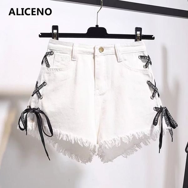 aliceno new 2019 summer women high waist denim shorts criss-cross bandage holes jeans shorts vintage short plus size s-6xl, White;black
aliceno new 2019 summer women high waist denim shorts criss-cross bandage holes jeans shorts vintage short plus size s-6xl, White;black